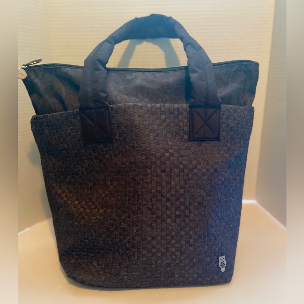 Sakroots Black Woven Eco‑Twill Tote Bag Large Zip Top – Excellent Used Condition